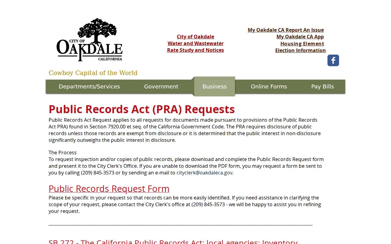 Oakdale people search public records request instructions