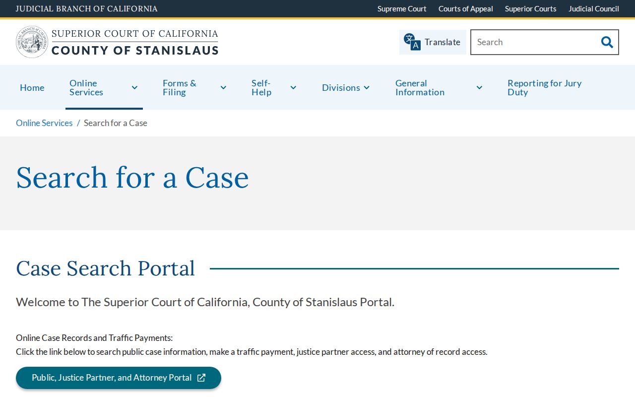Oakdale people search Stanislaus court case page