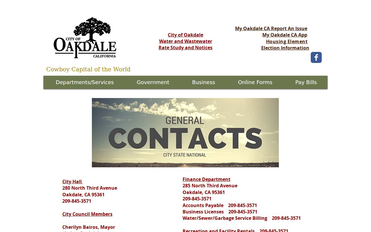 Oakdale people directories city contacts page