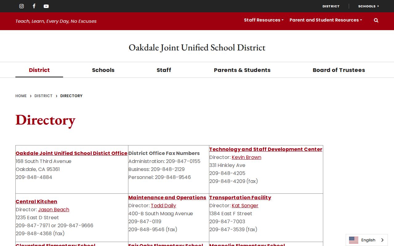 Oakdale people directories school district listing
